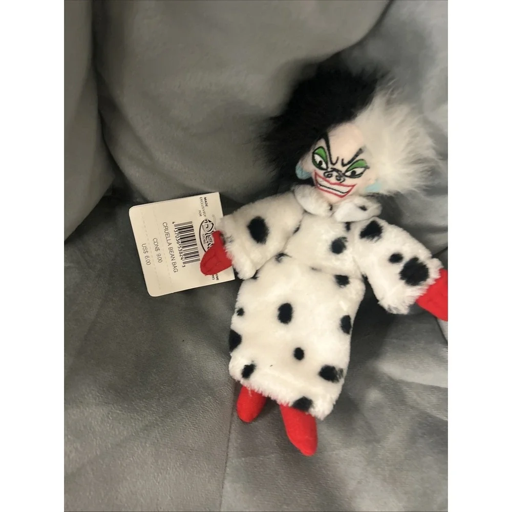 Disney Store Cruella De Vil Plush Bean Bag Doll Stuffed Animal Toy NWT